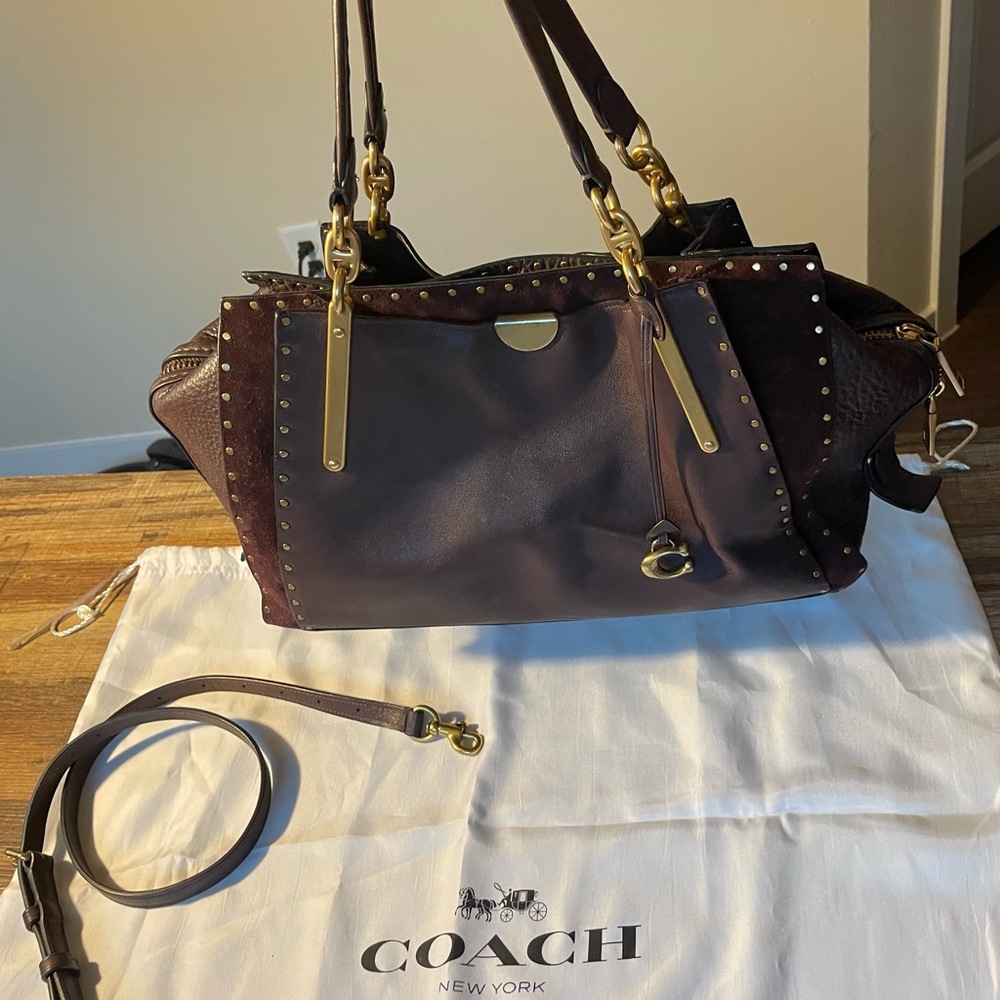 Coach Border Rivets Dreamer 36 Satchel Oxblood